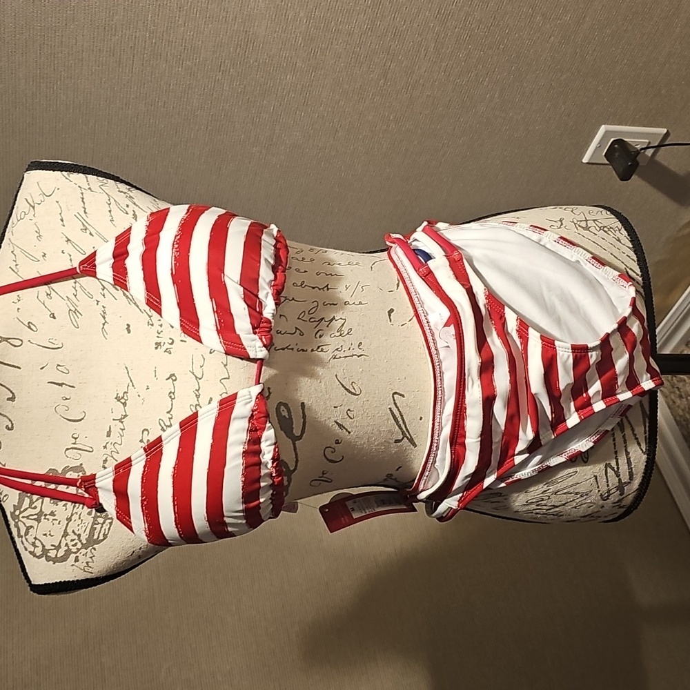 New exhilaration red white blue bikini ...size medium..reversible